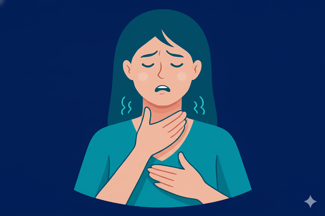 Difficulty swallowing or breathing